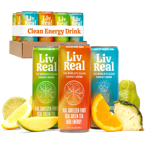 LivReal Clean Energy Drink Organic Green Tea Caffeine 125mg + L-Theanine 100mg