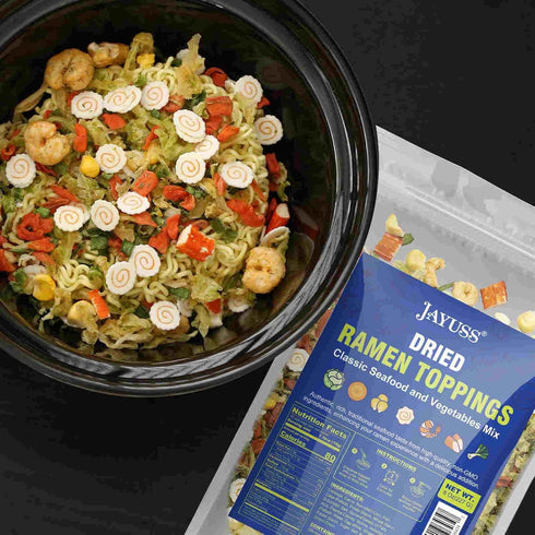 Jayuss 8 Oz, 227G Ramen Toppings Classic Seafood and Vegetables Mix Traditional Dried Ramen Toppings, Fresh Dried