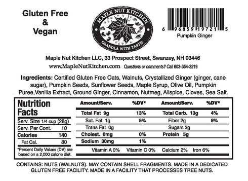 10 oz Maple Nut Kitchen Pumpkin Gingerbread - Delicious Pumpkin, Ginger & Spice artisanal granola mix | Perfect