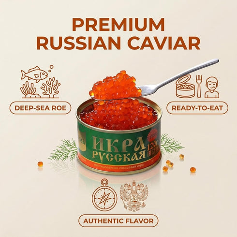 FLKMY 120g 4.23oz Premium Red Salmon Caviar Handcrafted In Traditional Style, Velvety Smooth Texture, Exceptionally