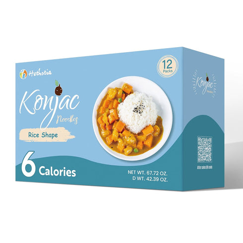 Hethstia Konjac Rice, 12 Packs Low Carb Shirataki Rice, Keto, Vegan, Gluten-Free,