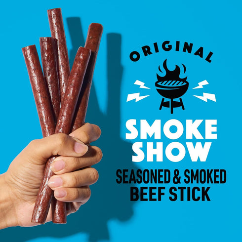 (Pack 24) 1 oz 9 Lorissa's Kitchen Smoke Show Seasoned & Smoked Beef Sticks - of Meat Sticks - Ready to Eat Protein