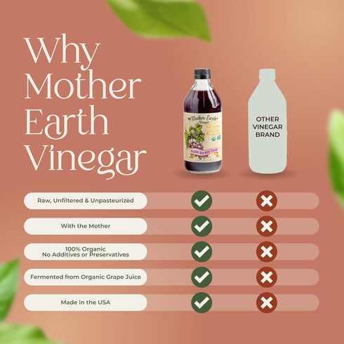 (1/16oz Mother Earth, Organic Red Wine Vinegar with The Mother, Fresh Pressed Organic Cabernet Grapes, ORWV, RWV, Raw