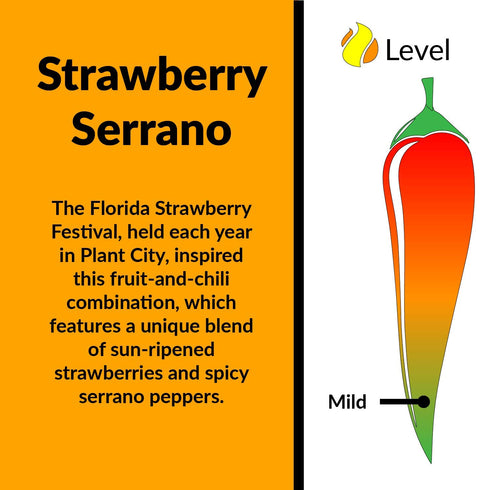 6 Pack Strawberry Serrano Natural Hot Sauce by Fat Cat Gourmet | Sweet & Spicy Flavor | For Chicken, Seafood, Pork, Ham