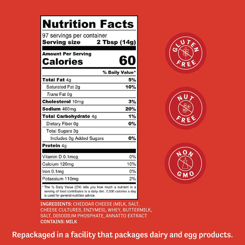 3 lb, Pack 1 Judee's Gluten Free Yellow Cheddar Cheese Powder - Popcorn & Snack Seasoning - Gluten-Free Nut-Free Powder