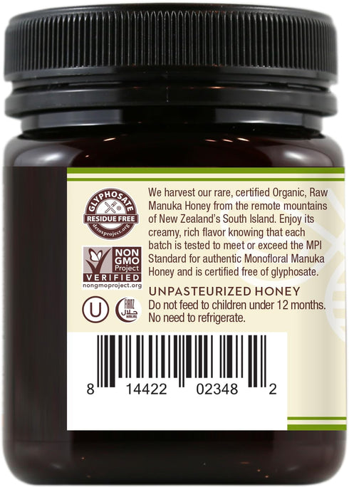 Wedderspoon Raw Organic Manuka Honey KFactor 16+, 8.8 Oz, Unpasteurized New Zealand Honey, Non-GMO Superfood