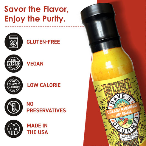 8oz (Pack 3) Dave's Gourmet Creamy Habanero Hot Sauce - Moderately Spicy Creamy Texture - Hot Sauce for Tacos, Grilled