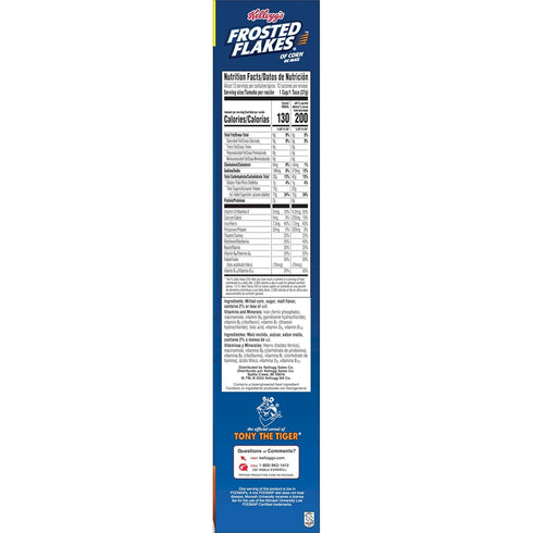 8 17.3oz (1 Frosted Flakes Breakfast Cereal, Vitamins and Minerals, Kids Snacks, Large Size, Original, Box Box)