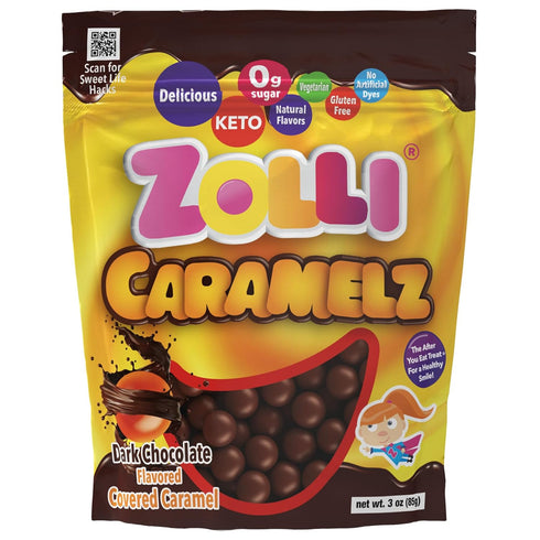 Zolli Caramelz - Clean Teeth Candy, Dark Chocolate Caramelz (3 Ounce)