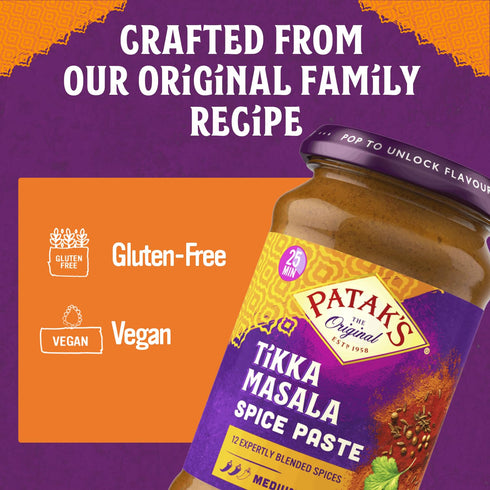 10oz (Pack 1) Pataks Tikka Masala Spice Paste - Medium Indian Curry Paste w/a Blend of Freshly Ground Spices - Vegan