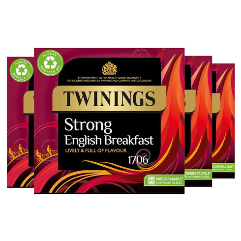 Twinings 1706 Strong Breakfast 80's (Pack of 4, Total 320 Tea Bags)