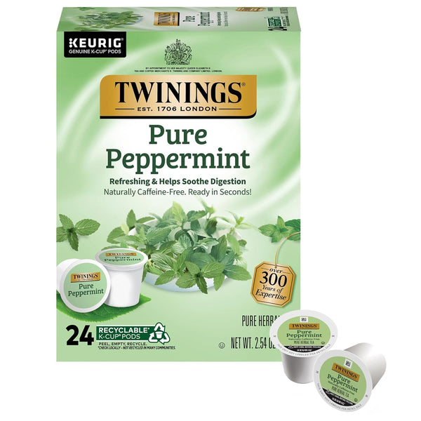 Twinings Pure Peppermint Herbal Tea K-Cup Pods for Keurig, 24 Count (Pack