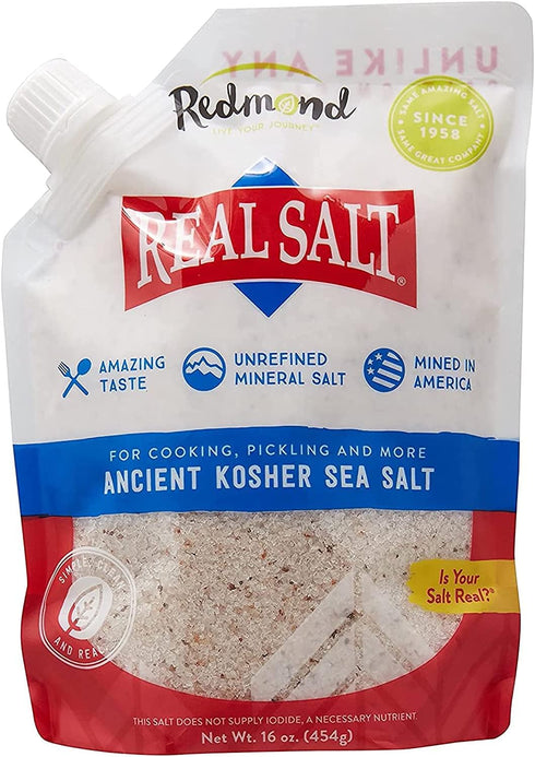 16 (3 Pack) Redmond Real Kosher Salt, Ounce Pouch