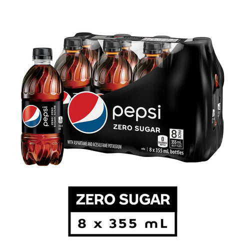 12 oz 8 pack Pepsi Zero Sugar soda bottles