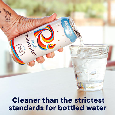 100% (16 oz Pack 12) Richard's Rainwater Still Canned Water, Rain, Naturally Purified Drinking Water fl Aluminum Cans