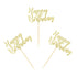 Ercadio 24 Pack Happy Birthday Cupcake Toppers, Gold Glitter Cake Picks for Party Decoration