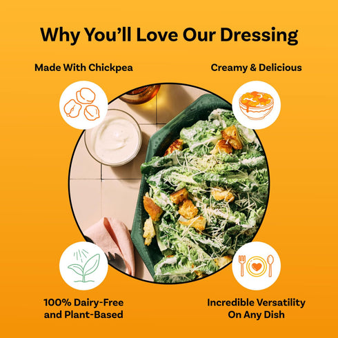 8.36 oz (Pack 6) Daiya Dairy Free Creamy Caesar Salad Dressing, Gluten Free Plant Based Condiment, Vegan Dipping Sauce