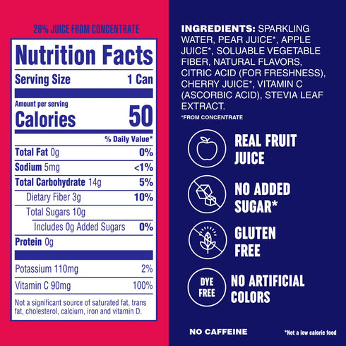 12 Oz (12 Pack) PLEZi FiZZ Cherry Limeade Sparkling Juice - Healthy Soda Alternative with Real Fruit Juice, No Added