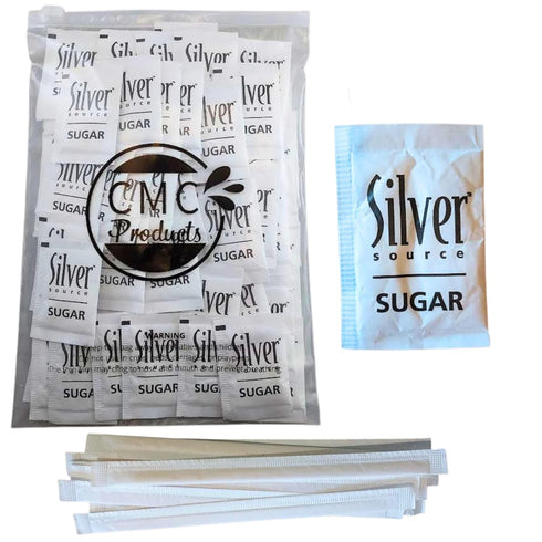 Sugar Packets 50 count (2.8g Each) with Stir Stick Packaged by CMC