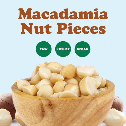 3 Food to Live Macadamia Nut Halves & Pieces, Pounds Raw, Shelled, Unsalted, Kosher, Vegan, Bulk. Keto Snack. Good
