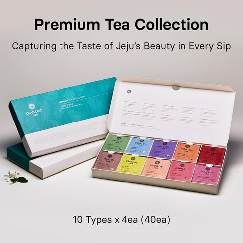 (40 count, 10 4 Pack, OSULLOC Premium Tea Collection flavors x ea), Self Care Sampler Gift Box Variety Premium Organic