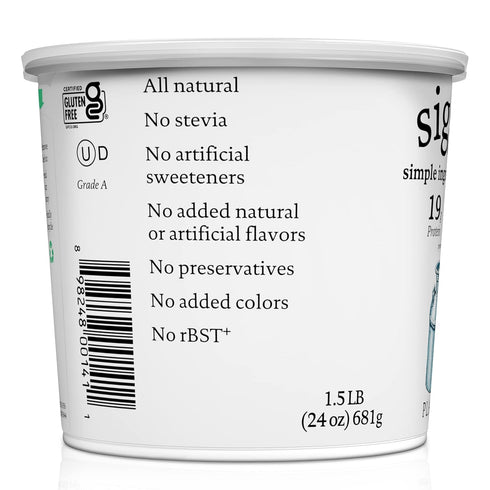 24 oz. siggi's Icelandic Strained Nonfat Yogurt, Plain, Multiserving Container Thick, Protein-Rich Yogurt Snack