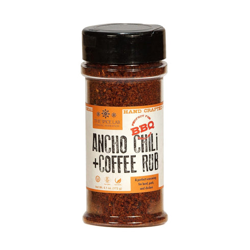 The Spice Lab Ancho Chili Powder and Coffee Rub Seasoning Blend, 6.1 oz Shaker Jar - Kosher & Gluten Free