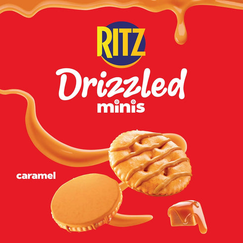 6-8 oz RITZ Drizzled Minis Caramel Crackers, Snacks for Kids and Adults, Party Snacks, Bags