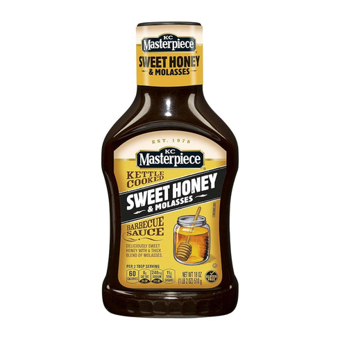 KC Masterpiece Sweet Honey & Molasses Barbecue Sauce, 18 oz Bottles (Pack of 2)