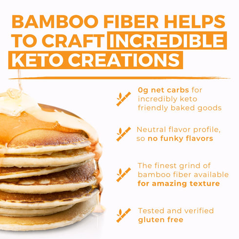 (1.5 lb) 0g Bamboo Fiber Net Carbs, Keto Fiber for Keto and Low Carb Baking, Improves Texture of Keto Baking
