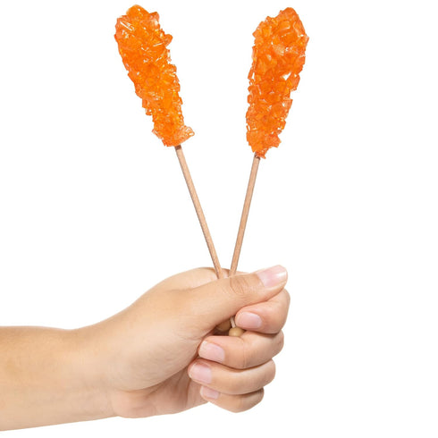 18 Candy Envy - Orange Caf Sugar Sticks Mini Rock Candy - Individually Wrapped Treats Drink Stirrers - Orange Flavored