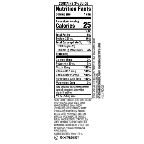12 Rockstar Recovery Energy + Hydration Non Carbonated Energy Drinks (Lemonade, Cans)