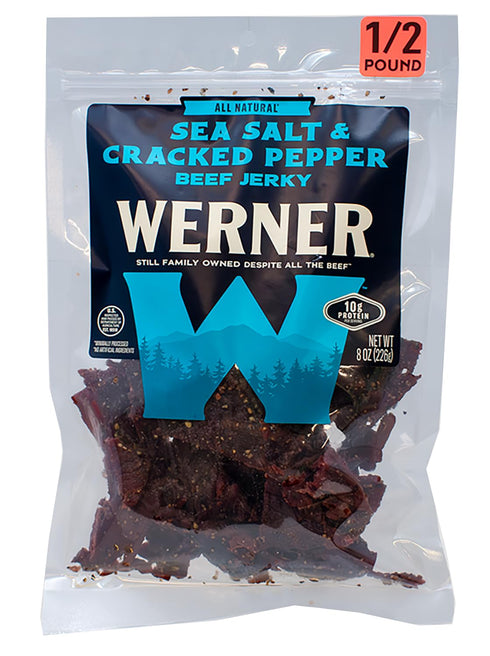 Werner Beef Jerky All Natural Meat Snack Half Pounder High Protein Snack,