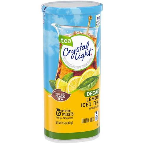 1.5-Ounce (Pack 6) Crystal Light Iced Tea Decaffeinated Lemon Natural Flavor, Canister