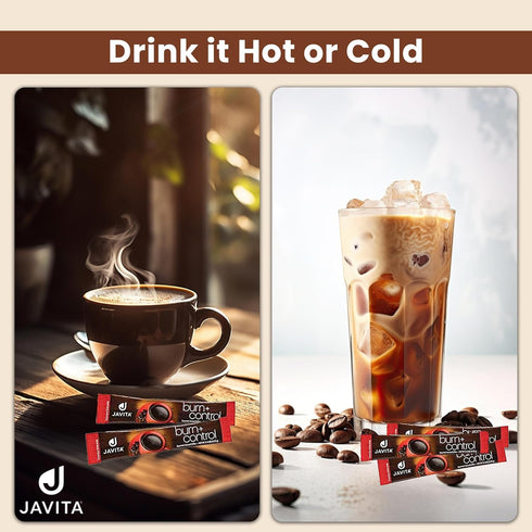(1 box/24 Javita Burn + Control Instant Coffee Smooth Arabica, Robusta Blend with Garcinia & Yerba Mate Supports