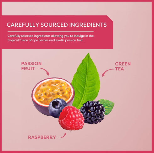 (3 Pack 60 Wissotzky Wild Berries & Passion Fruit Green Tea - Tea Bags) | Antioxidant Rich | Tropical Blend Green Tea