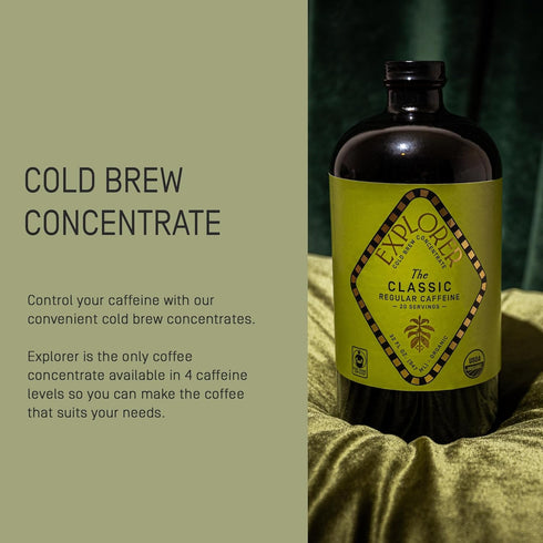 32 oz, 20+ Explorer Cold Brew Organic Liquid Coffee Concentrate, Classic Regular Caffeine, Drink Iced or Hot, fl Makes