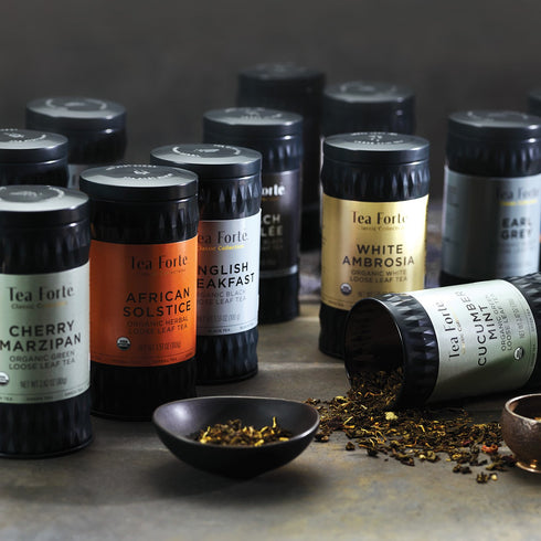 Tea Forte Cherry Marzipan - Premium Organic Loose Leaf Caffeinated Green Tea Blend, Makes 35-50 Cups