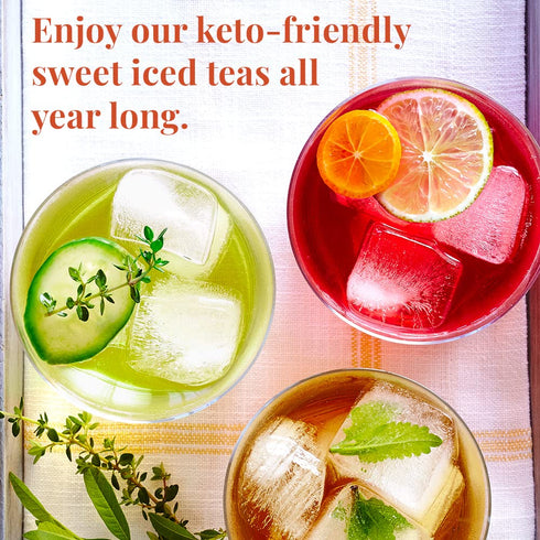 8 (Pack 2) The Republic of Tea Keto-Friendly Sweet Iced Decaf Black Tea, Large Quart-Sized Iced Tea Pouches