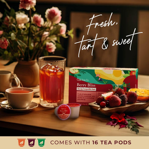 (16 Count)- Gya Tea Co Berry Bliss Herbal Tea Pod Decaf Wellness Tea for Body Comfort & Relaxing