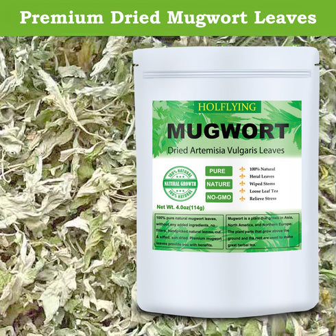 HOLFLYING 7.0oz(200g), 100% Dried Mugwort Leaves, Natural Artemisia Vulgaris Herbal Loose Leaves, Natural Mugwort Loose