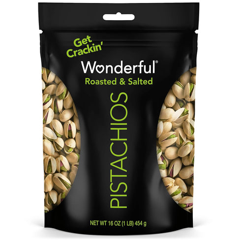 Wonderful Pistachios In Shell, Roasted and Salted Nuts, 16 Ounce Resealable Bag,