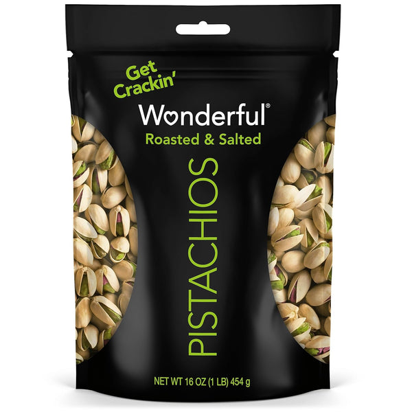 Wonderful Pistachios In Shell, Roasted and Salted Nuts, 16 Ounce Resealable Bag,