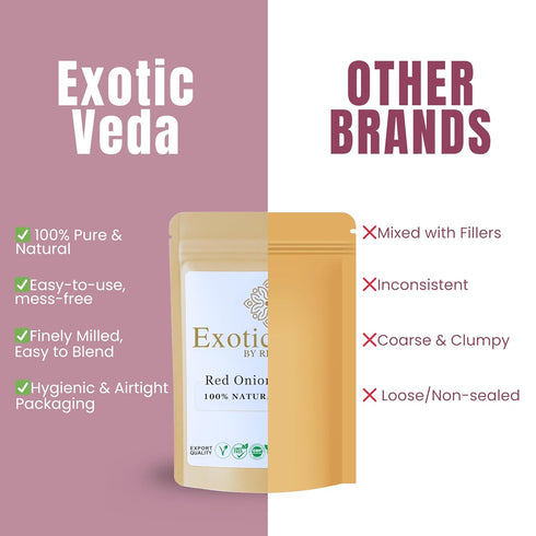 100g (3.53oz) 100% Exotic Veda Red Onion Powder | Pure & Natural | Non-GMO, Gluten-Free, Vegan | No Preservatives |
