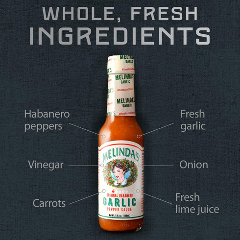 5oz, 1 Pack Melindas Garlic Habanero Hot Sauce - Spicy Sauce Made with Habanero Peppers, Garlic, Carrots, & Onion