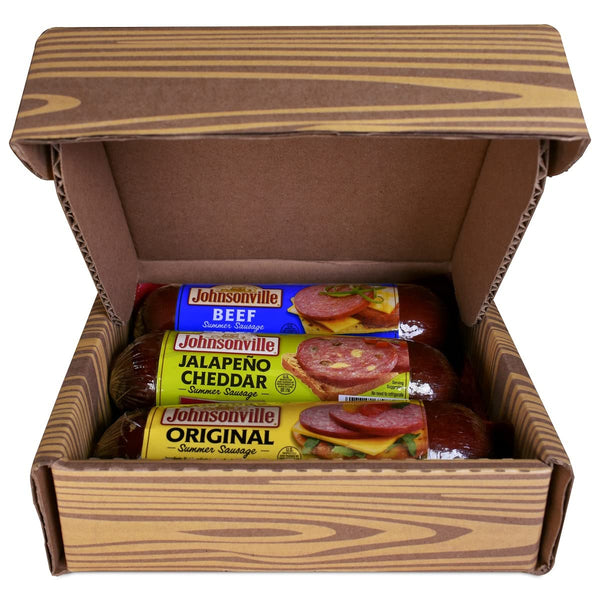 Johnsonville Original, Beef, Jalapeno Cheddar Summer Sausages 3/12oz. Gift Pack, Good Source