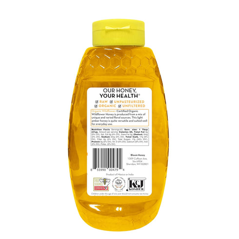 BLOOM PURE RAW HONEY 100% 32oz) Bloom Honey Pure Organic Raw Unfiltered and Unpasteurized Raw Honey (WILDFLOWER