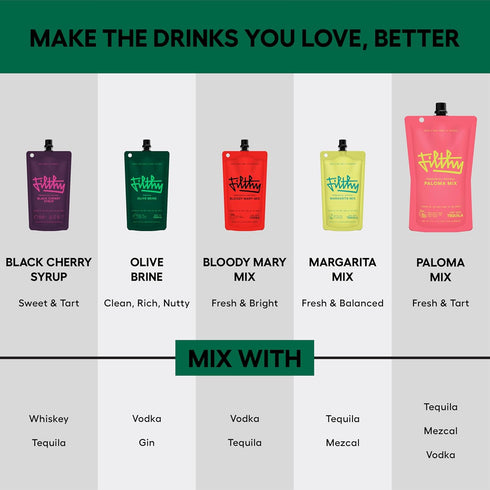 8 Oz 2 Pack Filthy Olive Brine, Premium Cocktail Mixer, Filtered for Dirty Martinis, Olive Juice for Cocktails Made