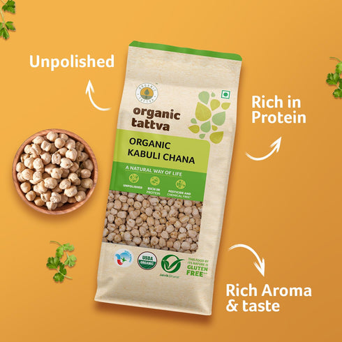 500g Organic Tattva Chick Peas (Kabuli Chana) Chickpeas, USDA Certified