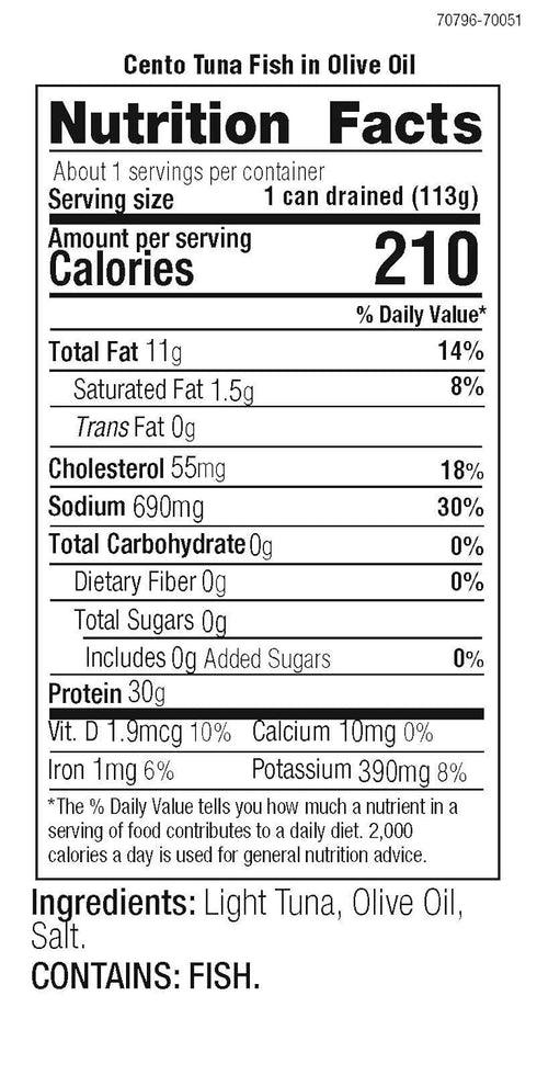 Cento Packed 5 Solid Tuna in Olive Oil, Ounce